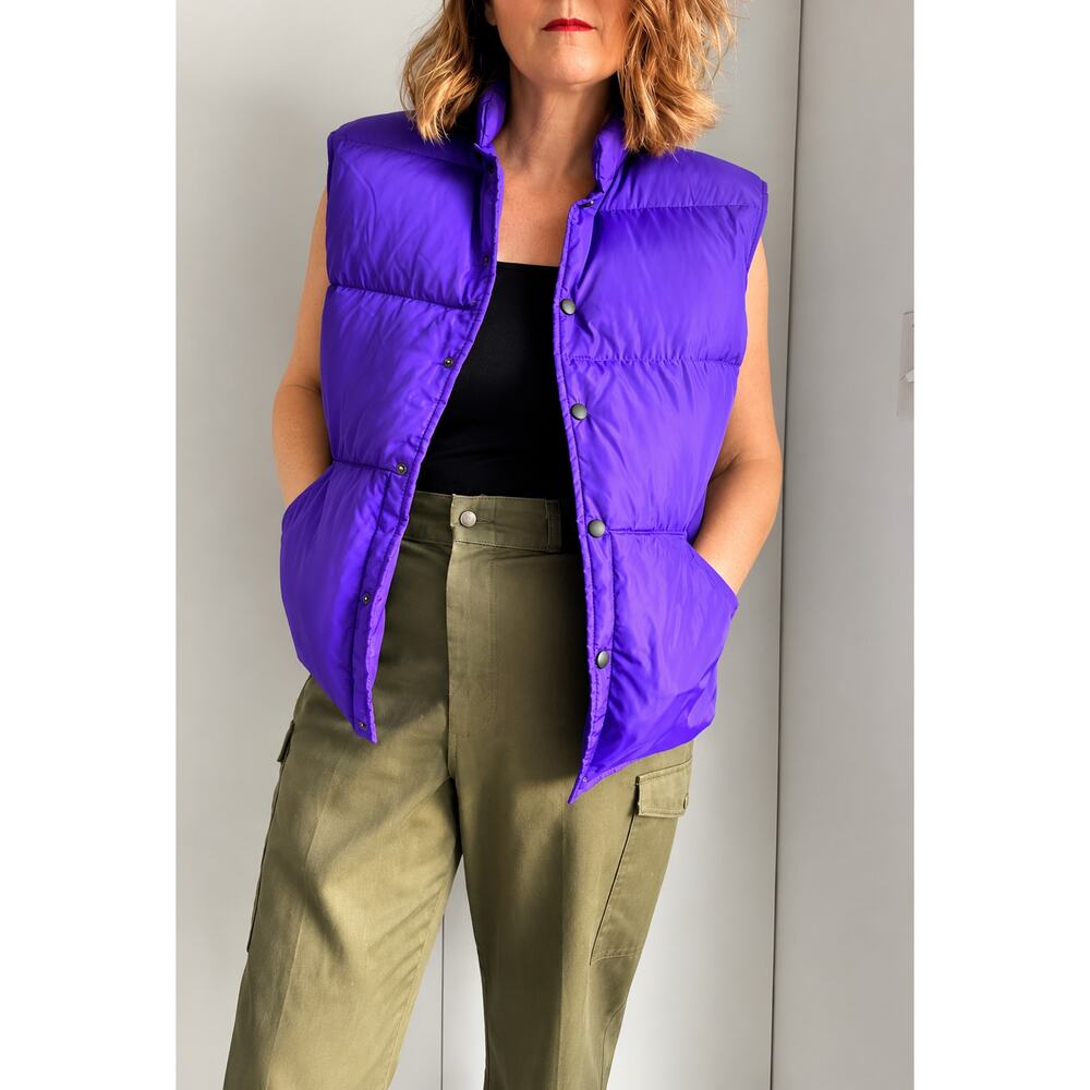 Womens Down Puffer Vest in Purple Vintage Lands' End Size Small Outdoor Gorpcore